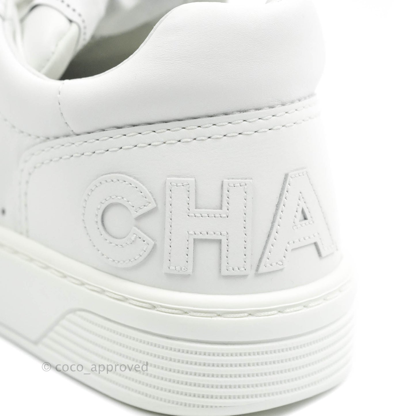 Chanel Calfskin Logo Sneakers White Size 37.5