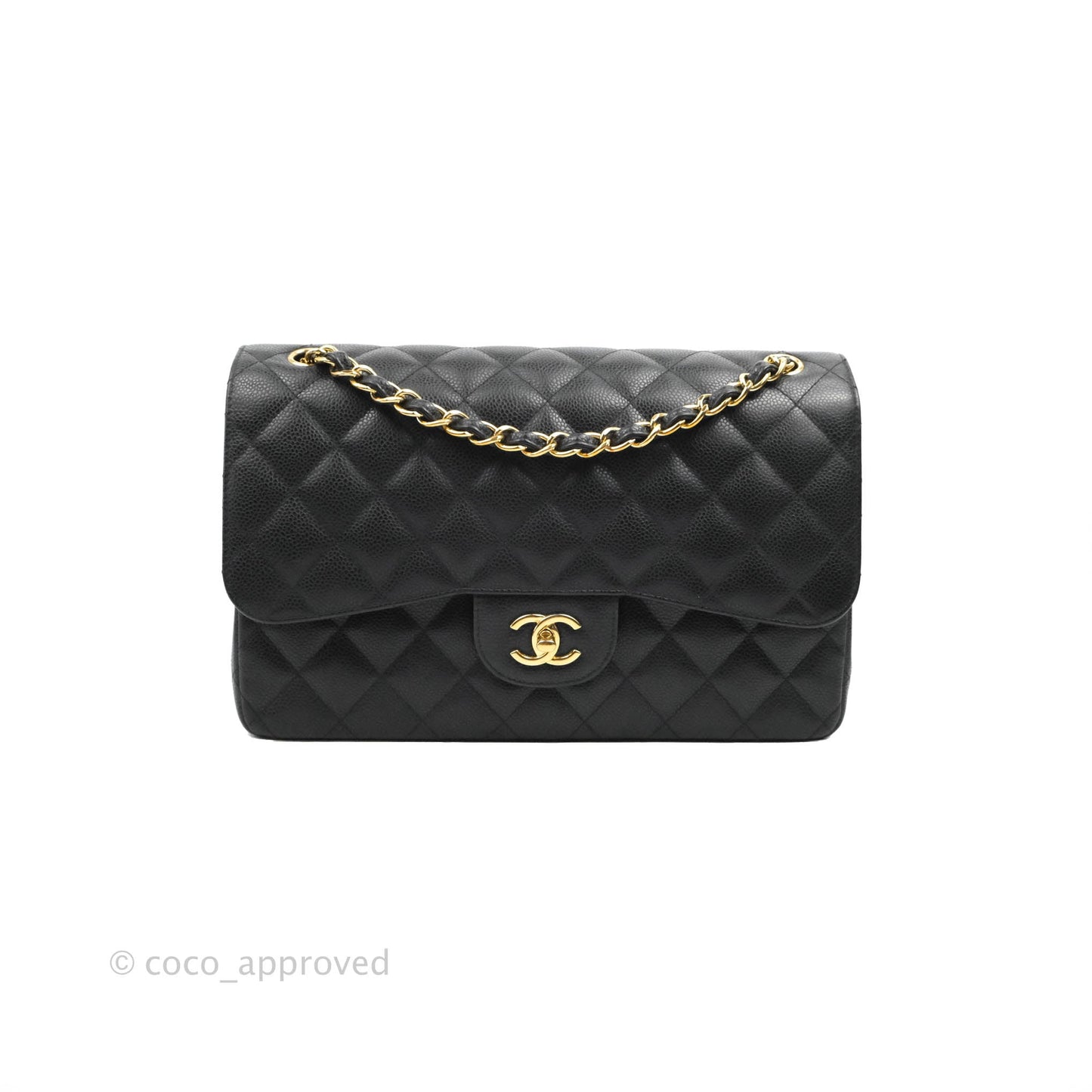 Chanel Jumbo Double Flap Black Caviar Gold Hardware⁣⁣