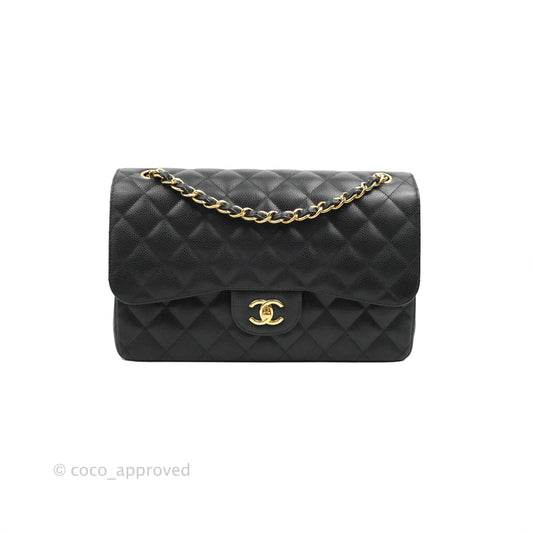 Chanel Jumbo Double Flap Black Caviar Gold Hardware⁣⁣