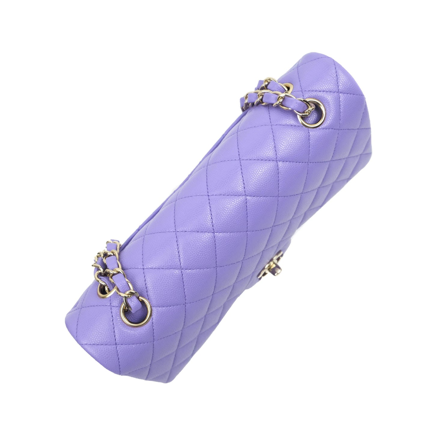 Chanel Classic M/L Medium Double Flap Purple Caviar Gold Hardware 20S