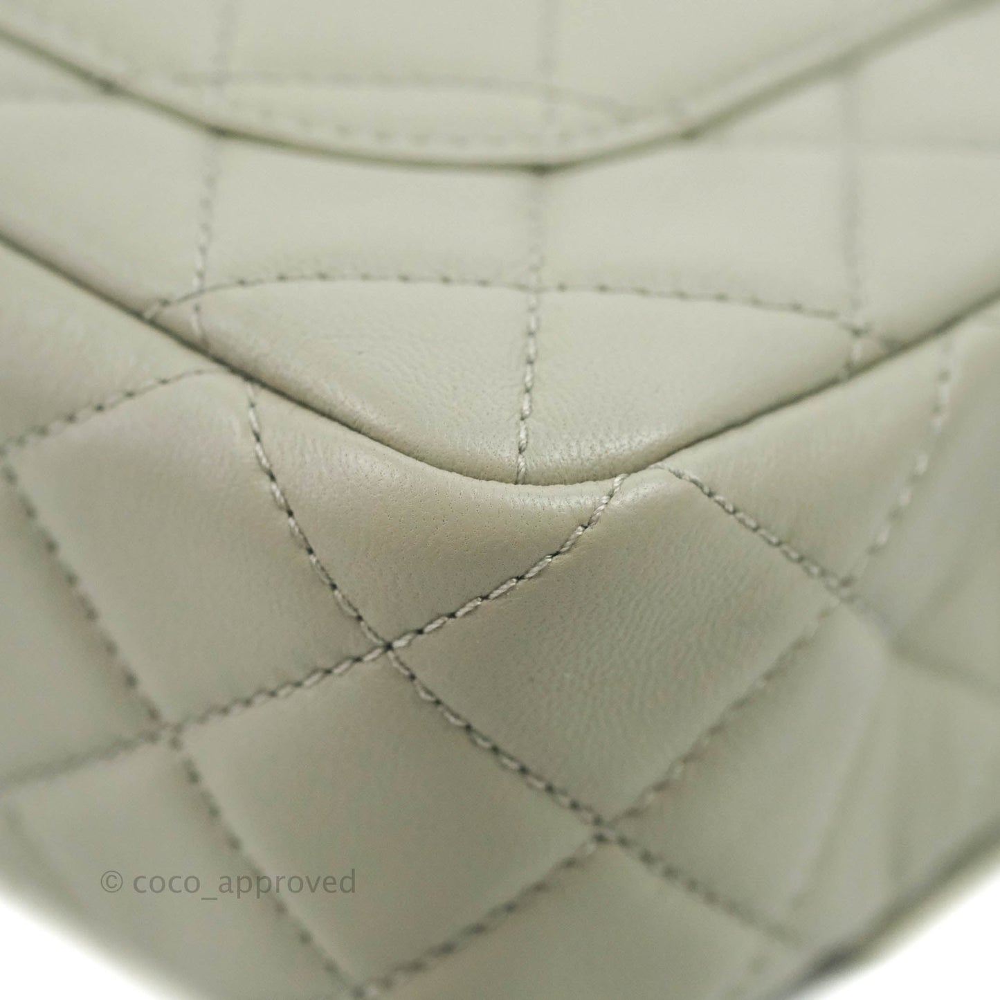 Chanel Mini Rectangular Pearl Crush Quilted Grey Lambskin Aged Gold Hardware 22C