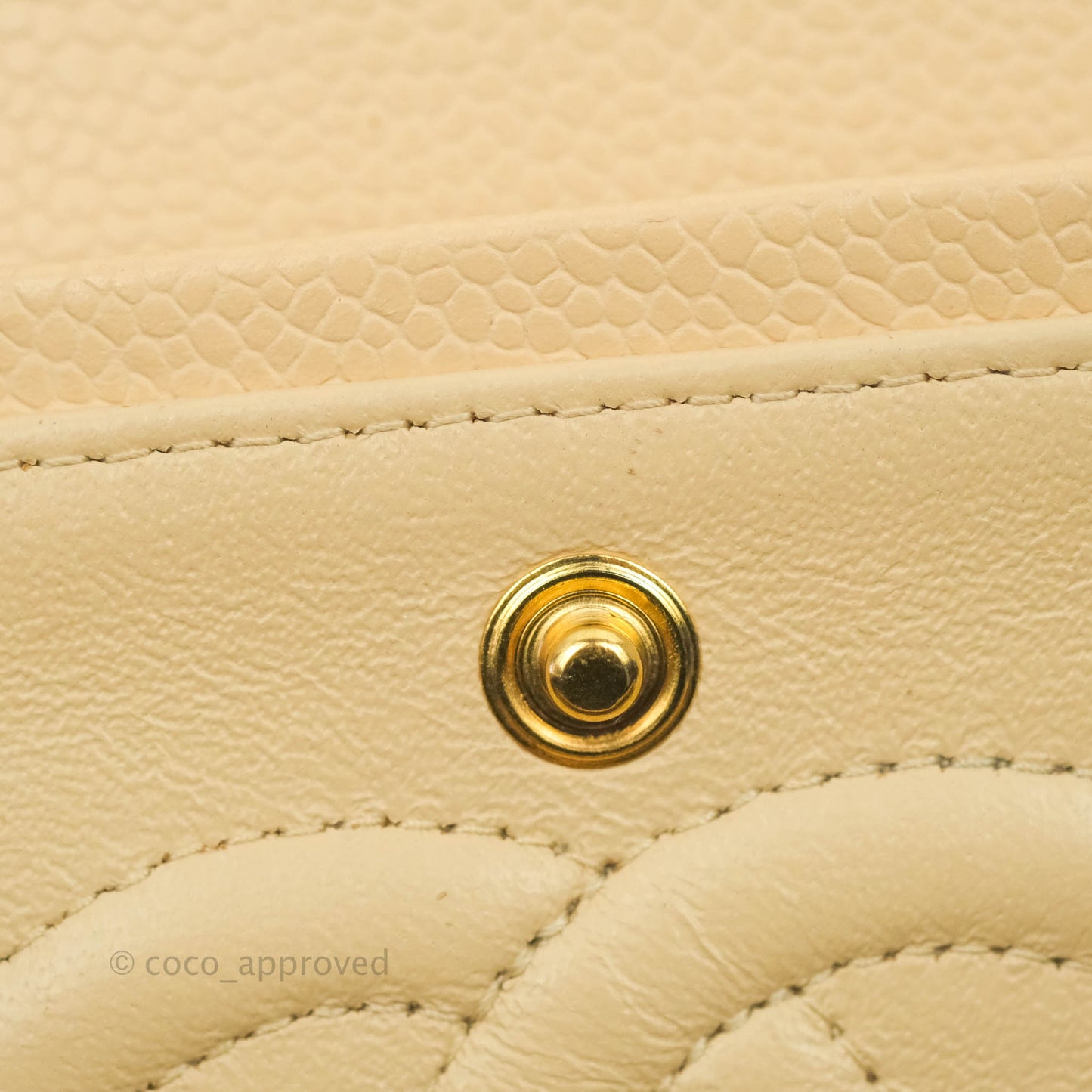 Chanel Classic M/L Medium Flap Quilted Beige Caviar Gold Hardware