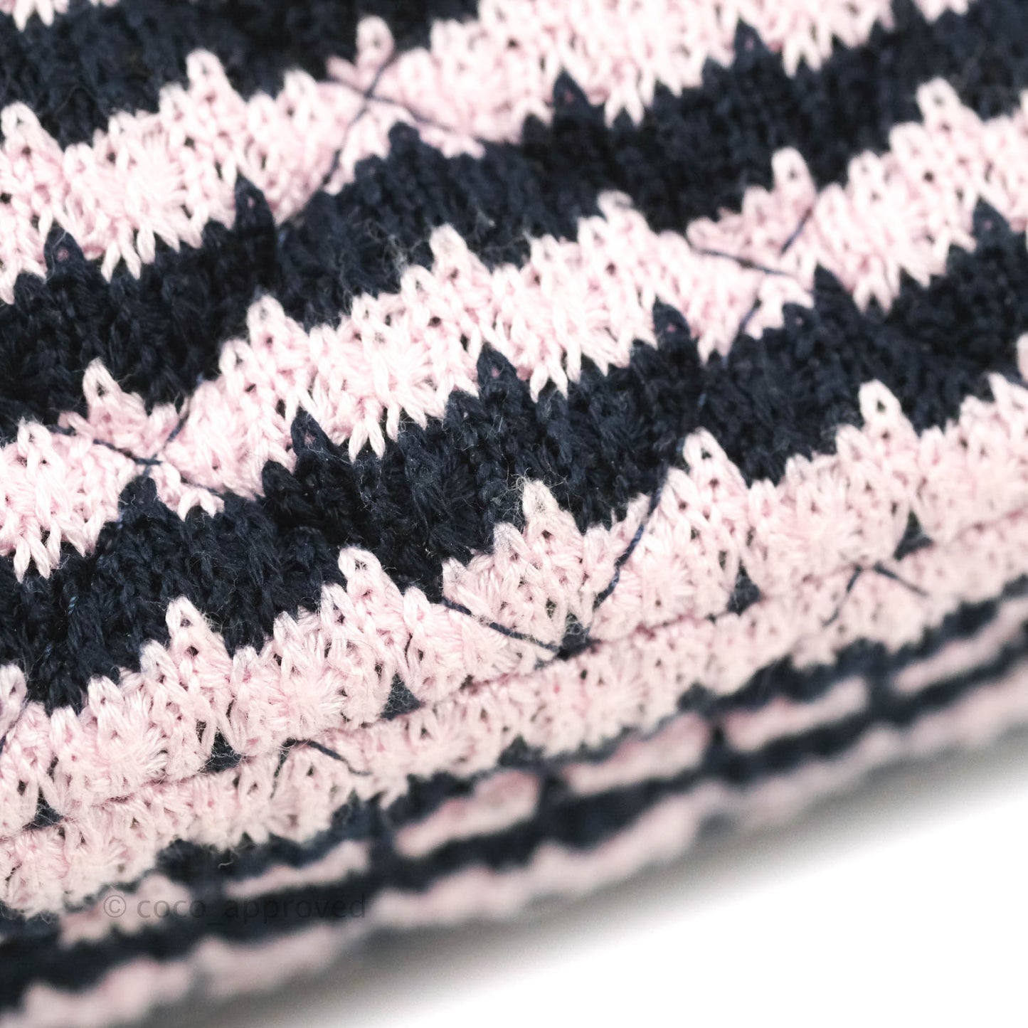 Chanel Mini Rectangular Flap Bag Navy Pink Striped Tweed Silver Hardware