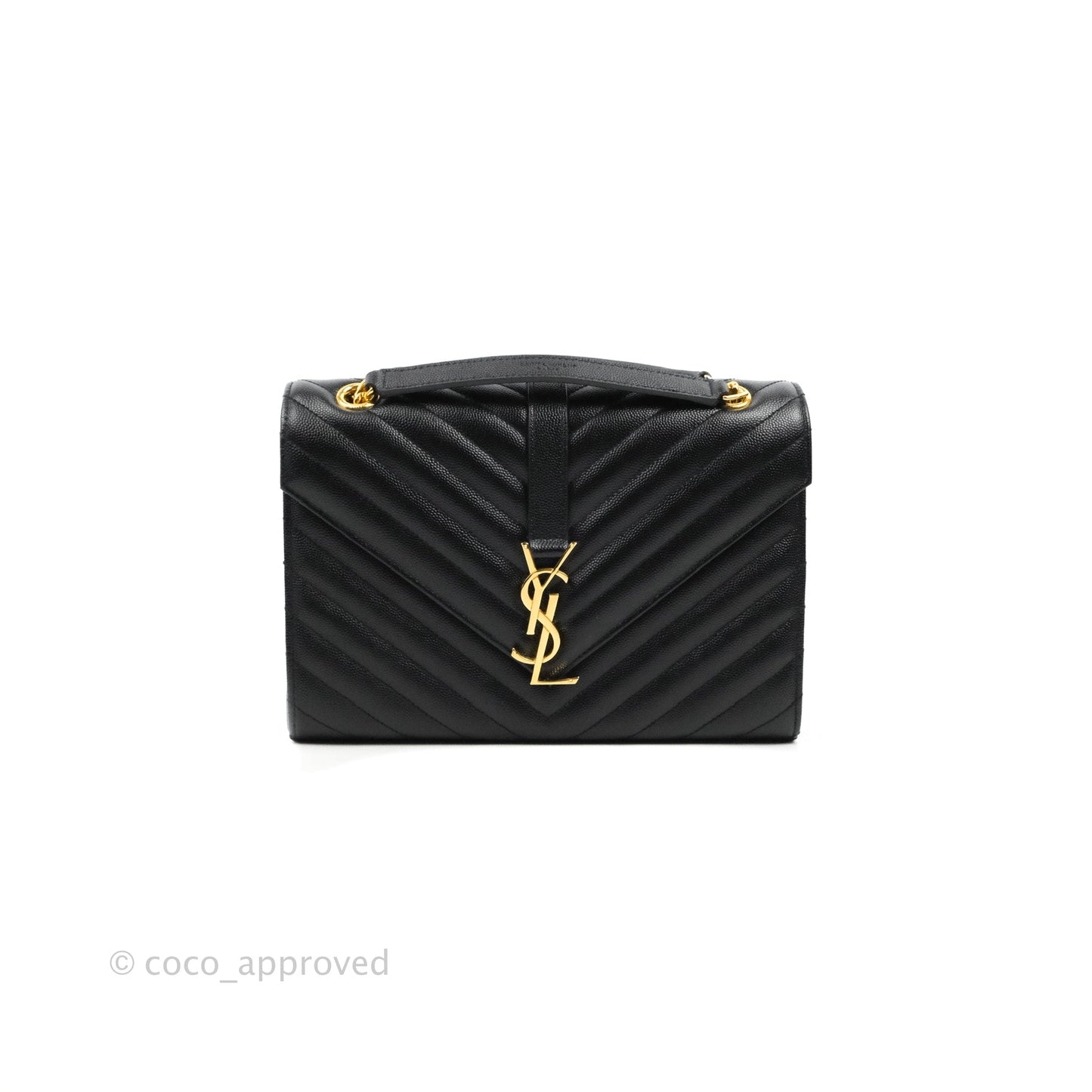 Saint Laurent Envelope Medium Black Caviar Gold Hardware