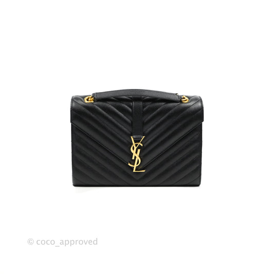 Saint Laurent Envelope Medium Black Caviar Gold Hardware