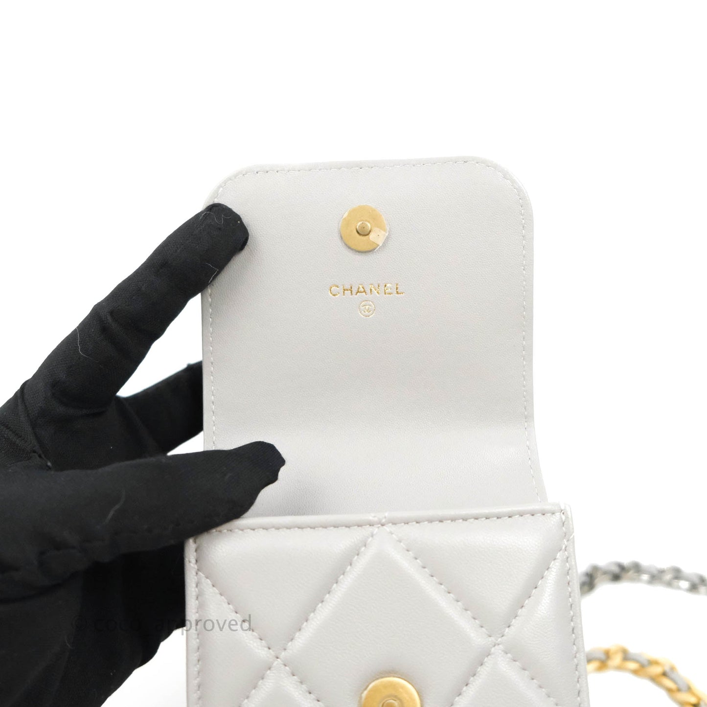 Chanel 19 Phone Holder Grey Mixed Hardware