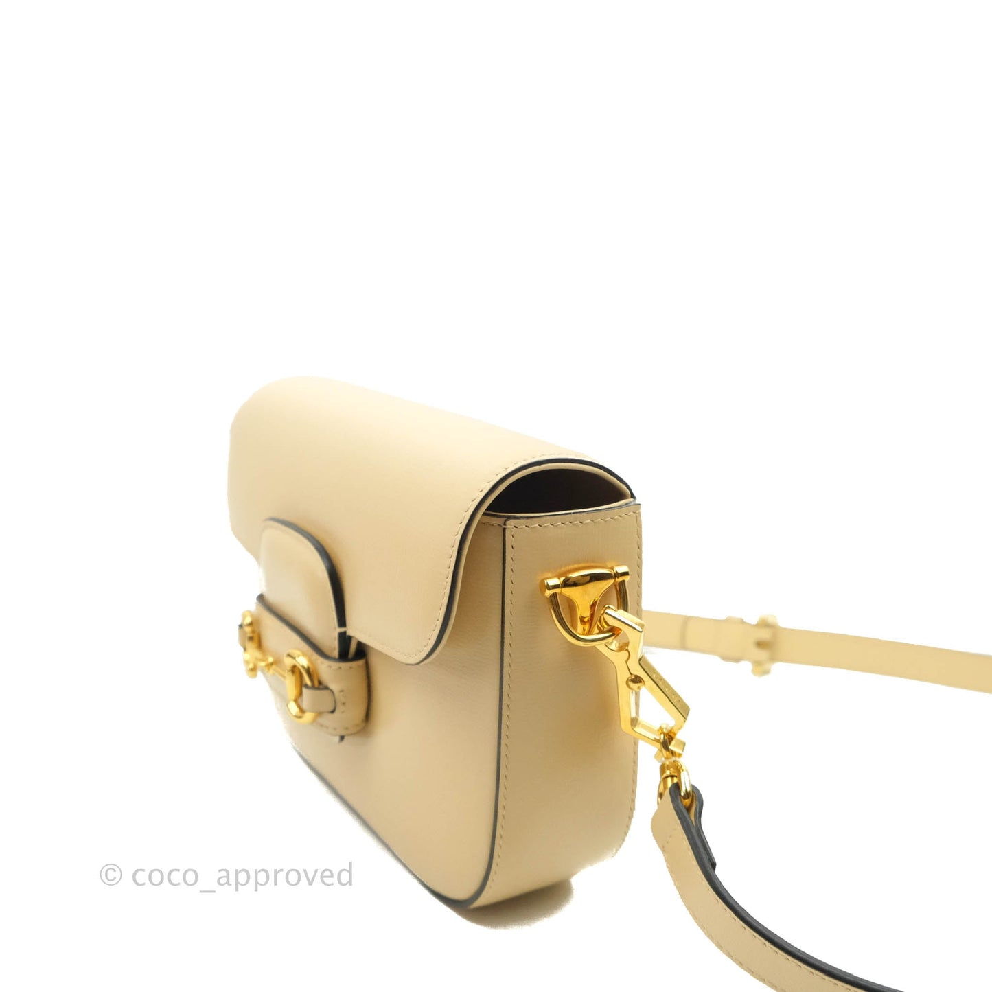 Gucci 1955 Horsebit Mini Shoulder Bag Beige Calfskin Gold Hardware