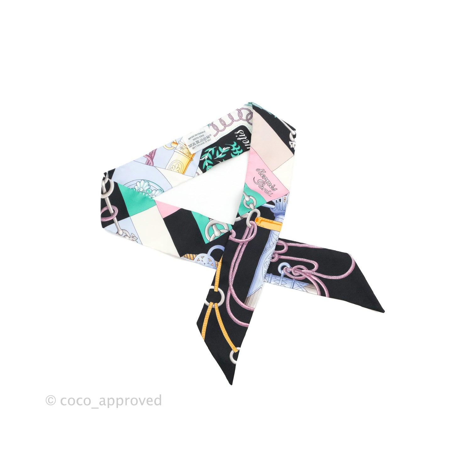 Hermès Cliquetis Black Silk Twilly