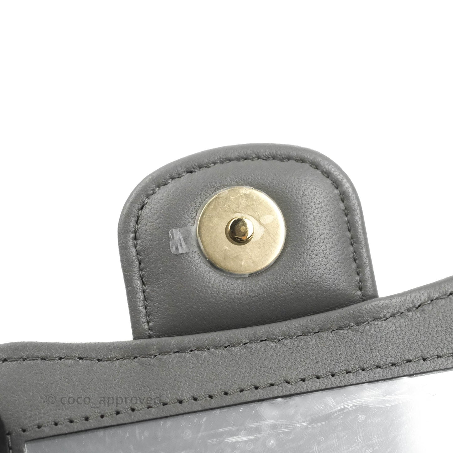 Chanel Mini Handle Clutch With Chain Grey Lambskin Gold Hardware