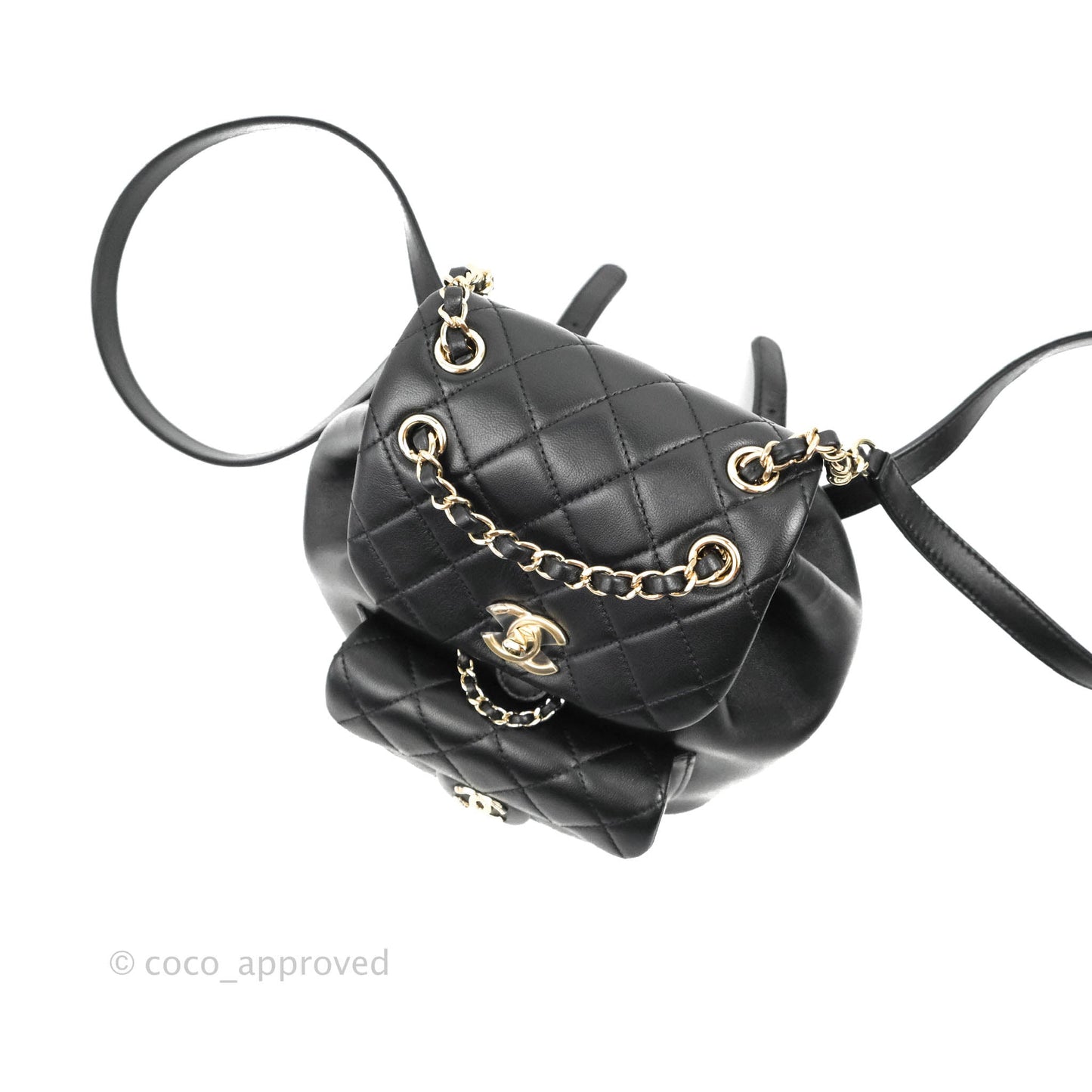 Chanel Quilted Small Duma Drawstring Backpack Black Lambskin 22A