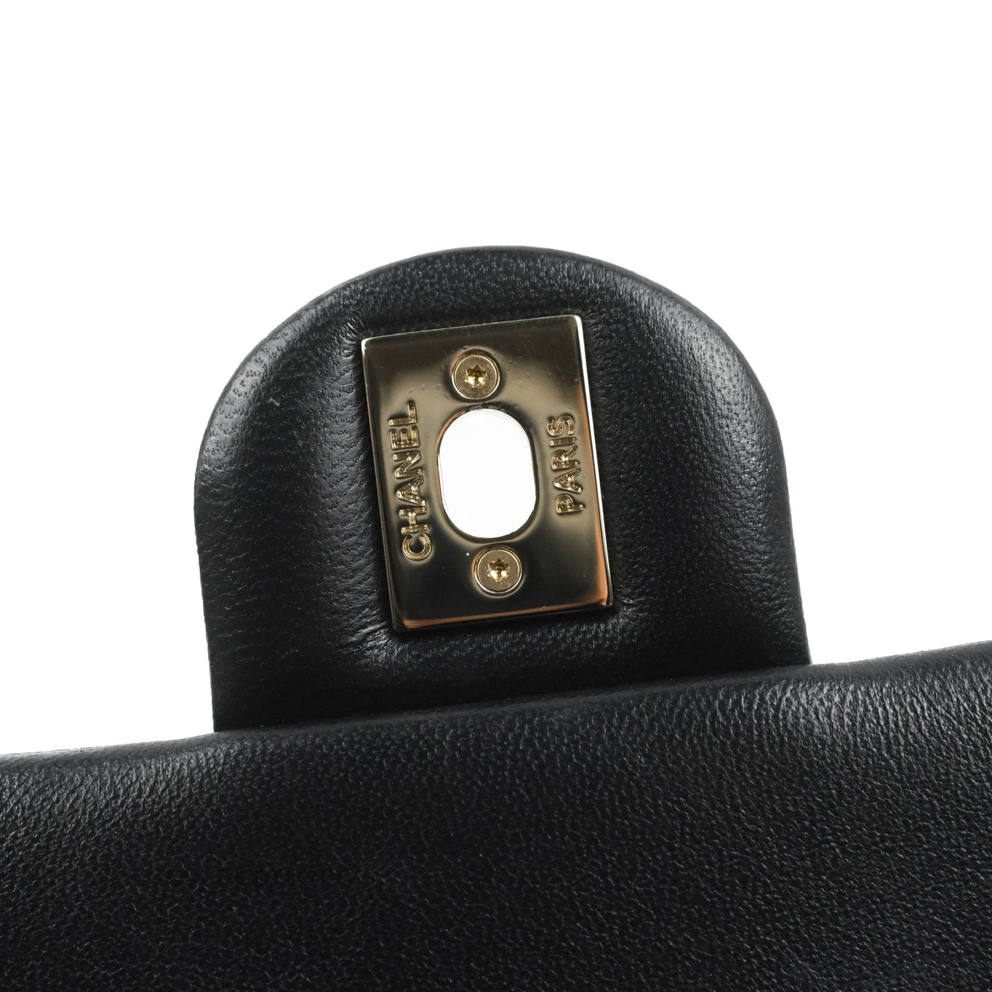 Chanel Quilted Resin Bi-Color Chain Flap Bag Black Lambskin