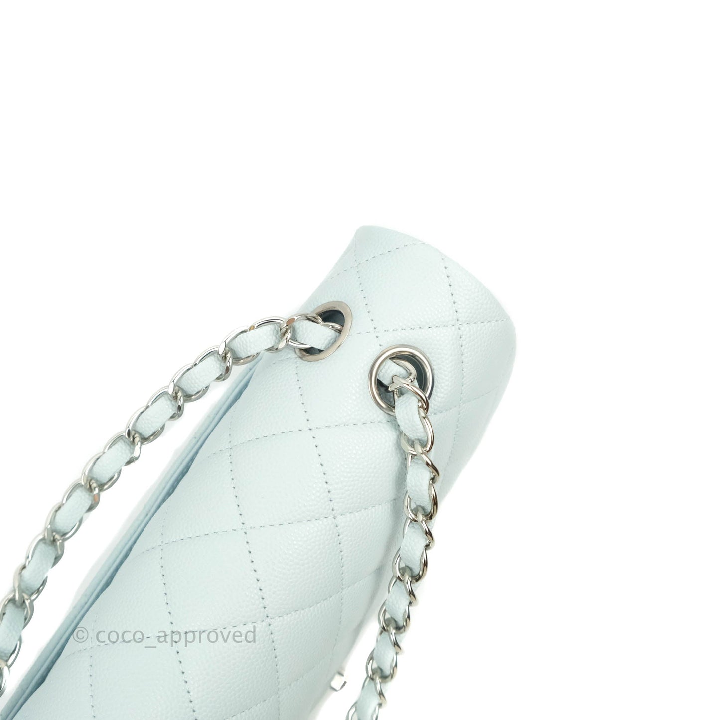 Chanel Classic M/L Medium Double Flap Blue Caviar Silver Hardware 21K
