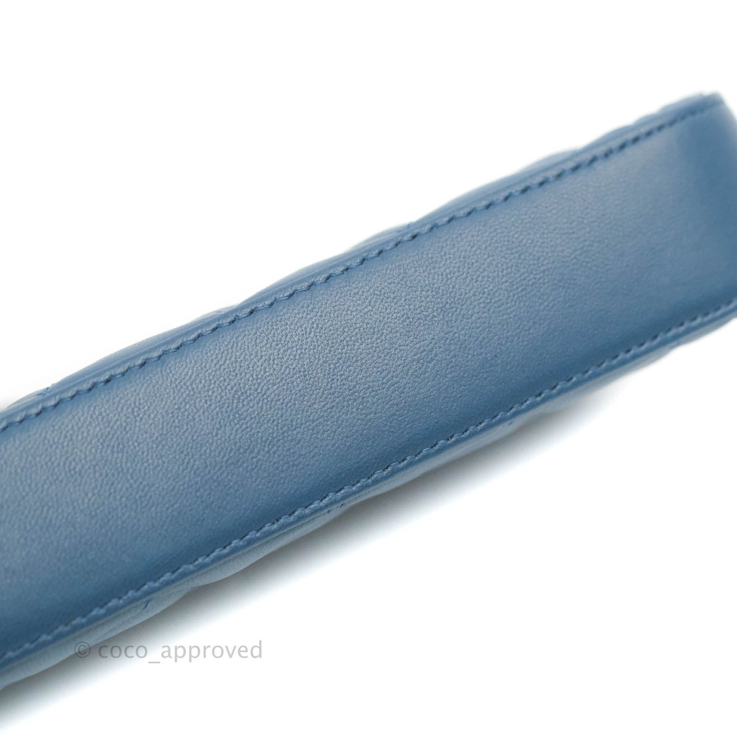 Chanel Boy Double Zip Clutch On Chain Blue Lambskin Aged Gold Hardware