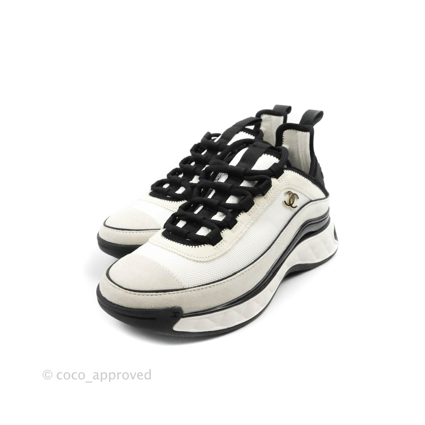 Chanel Black White Sneakers Size 36.5