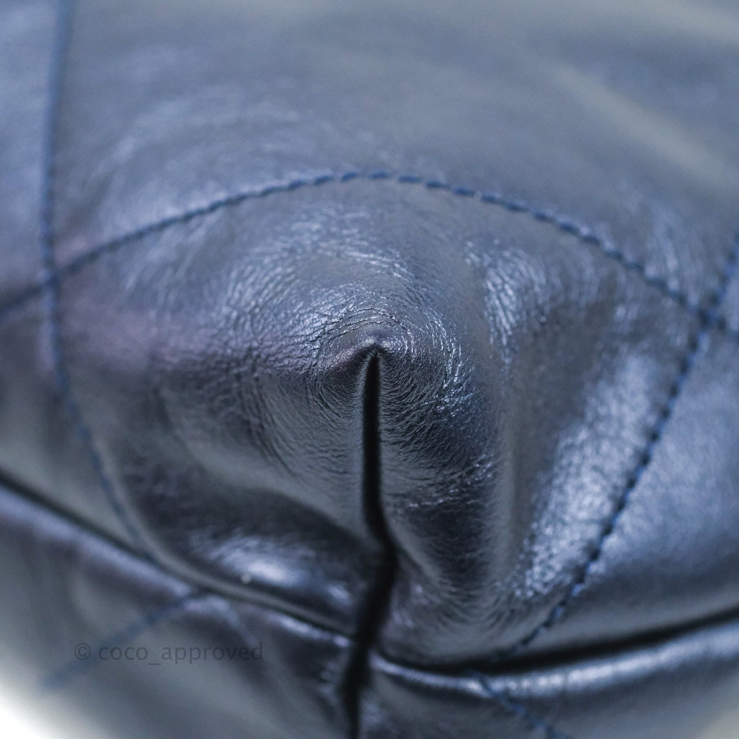 Chanel 22 Small Metallic Midnight Blue Aged Calfskin Midnight Blue/Silver Hardware