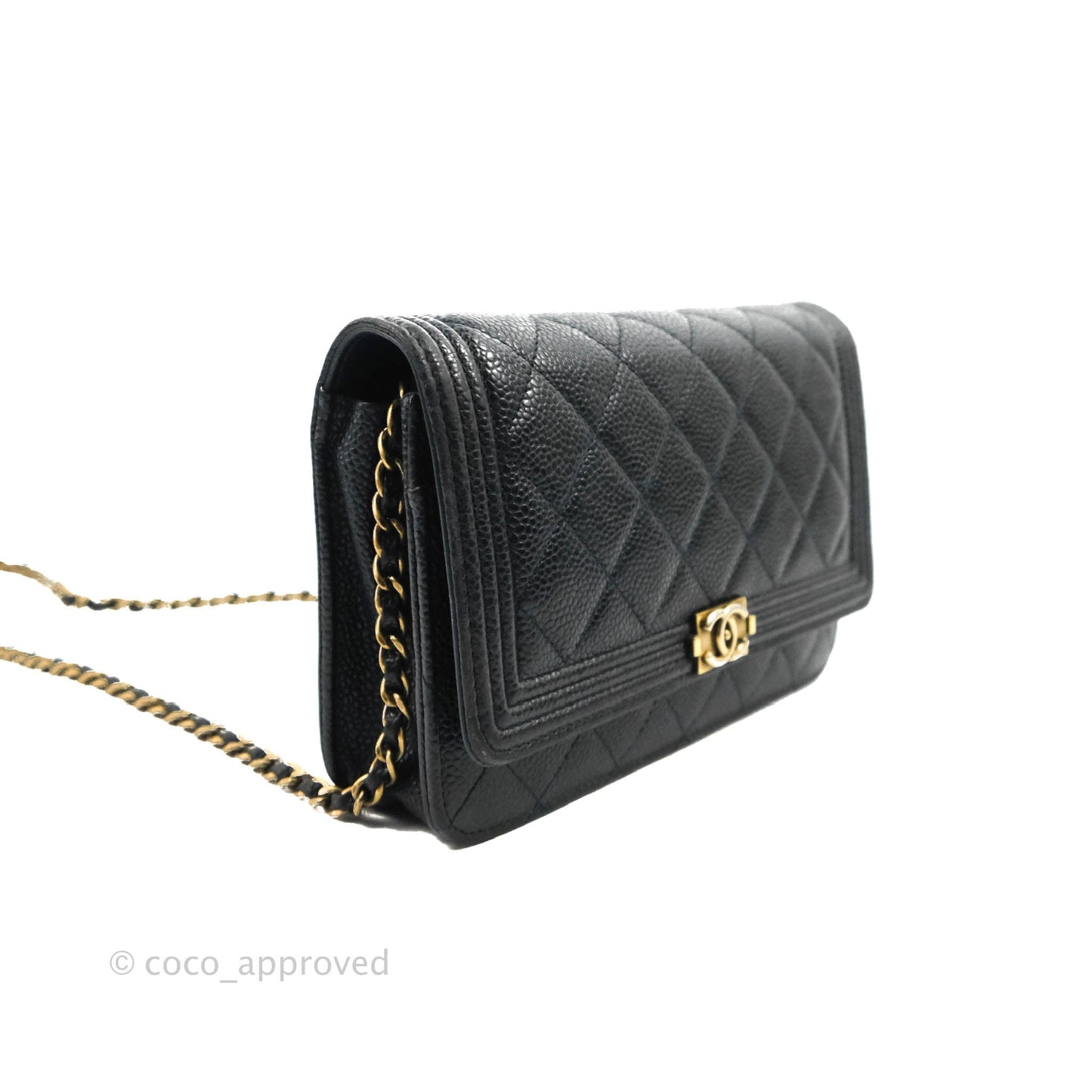 Chanel Boy Wallet on Chain WOC Ver Dark Navy Caviar Aged Gold Hardware