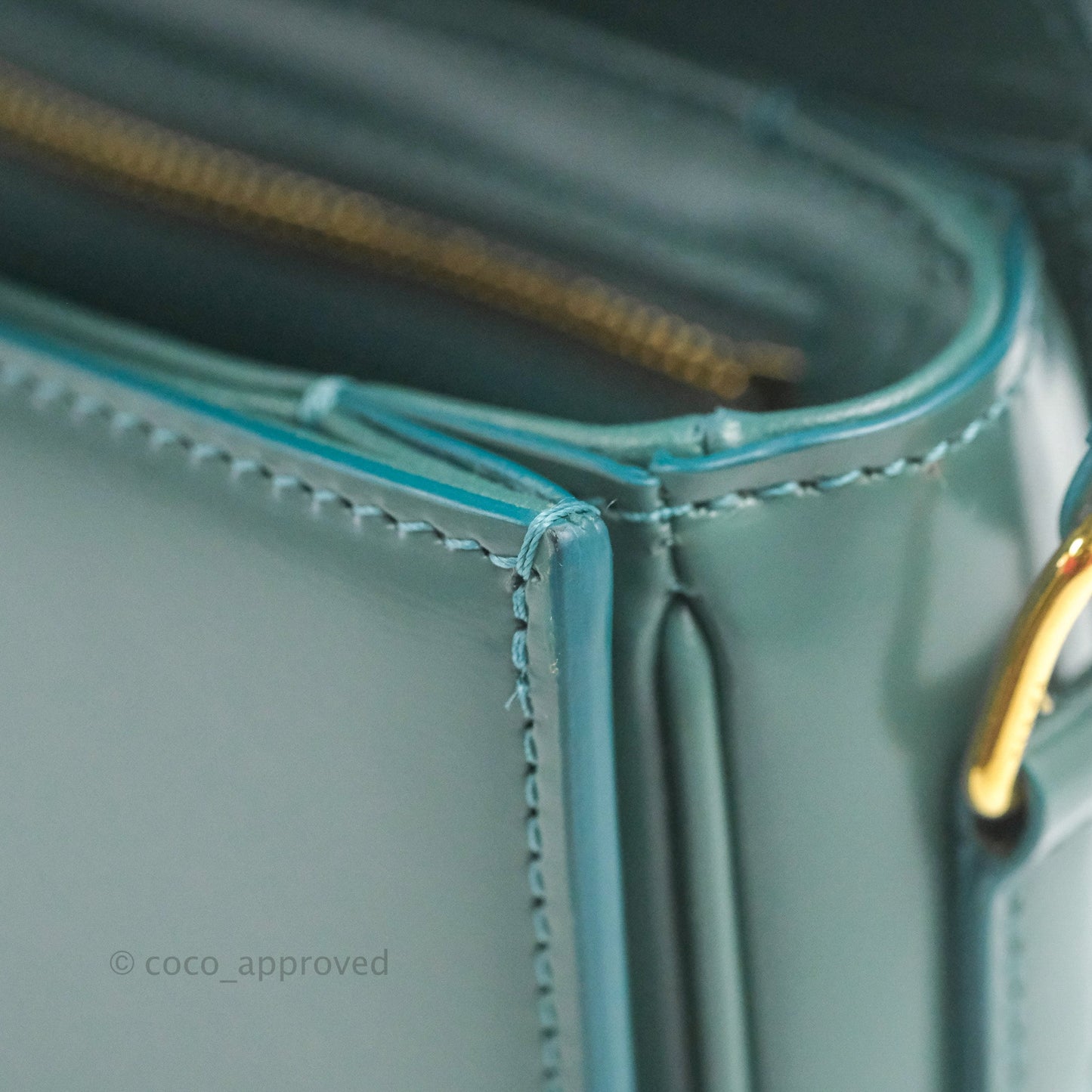 Celine Teen Triomphe Bag Shiny Calfskin Green Smoke