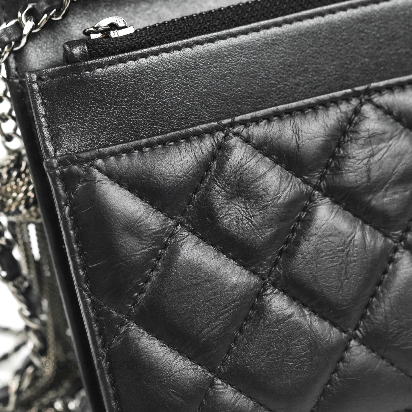Chanel  Quilted Tassel Wallet On Chain WOC Black Aged Calfskin