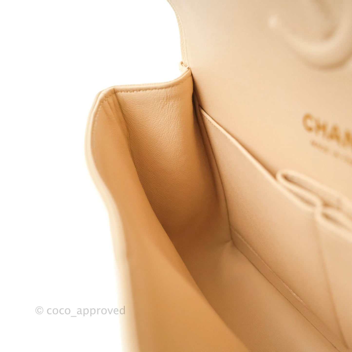 Chanel S/M Small Chevron Classic Flap Beige Caviar Gold Hardware 21S