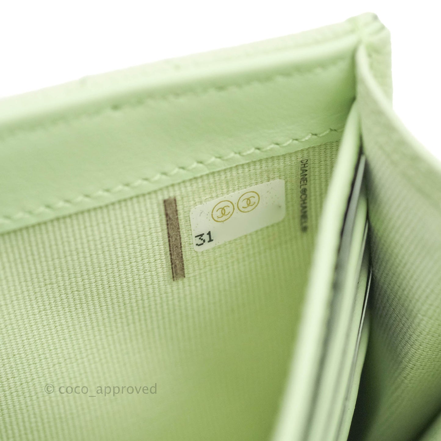 Chanel Caviar Quilted Long Flap Wallet Mint Green Caviar Gold Hardware 22C