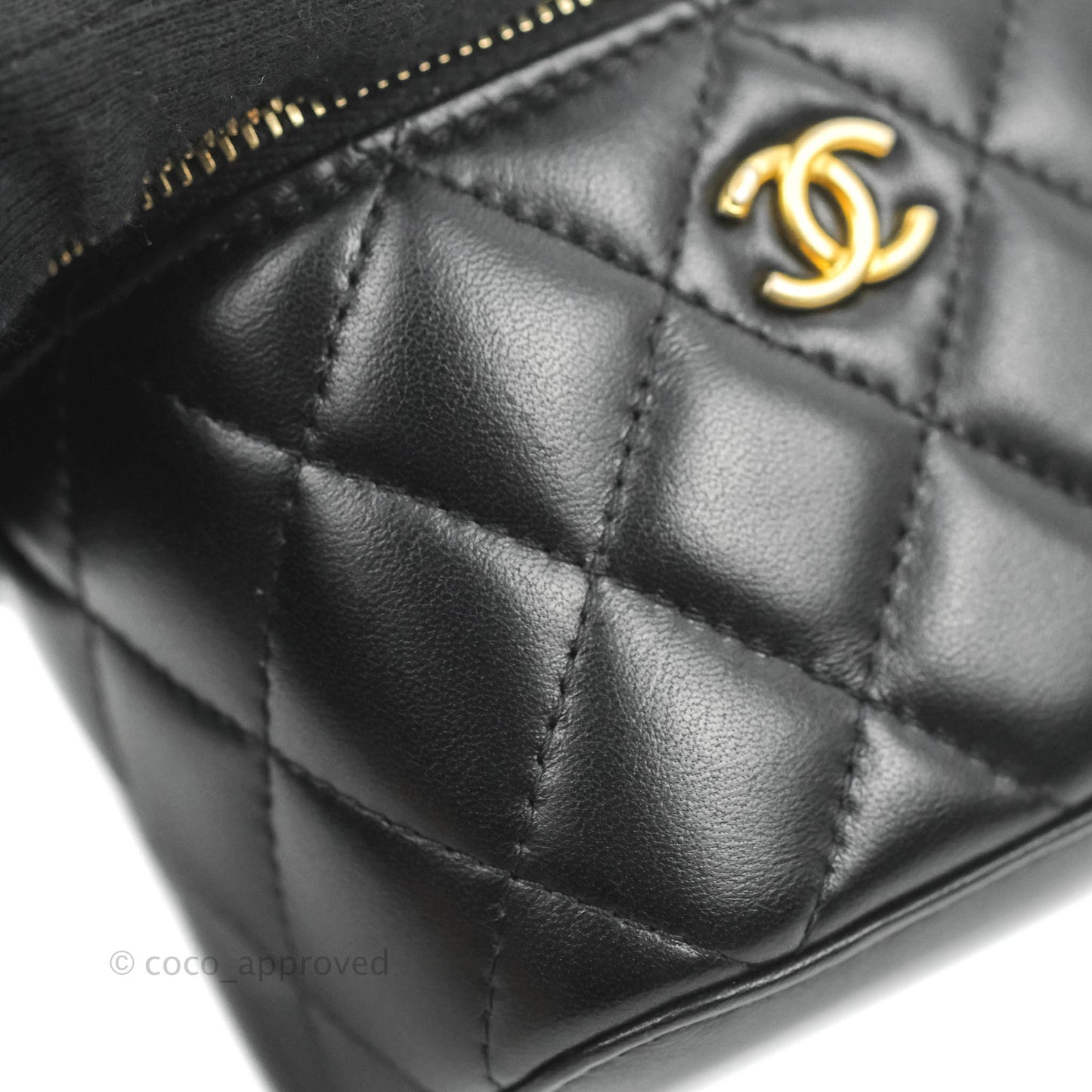 Chanel Classic Mini Pearl Crush Vanity With Chain Black Lambskin Aged Gold Hardware