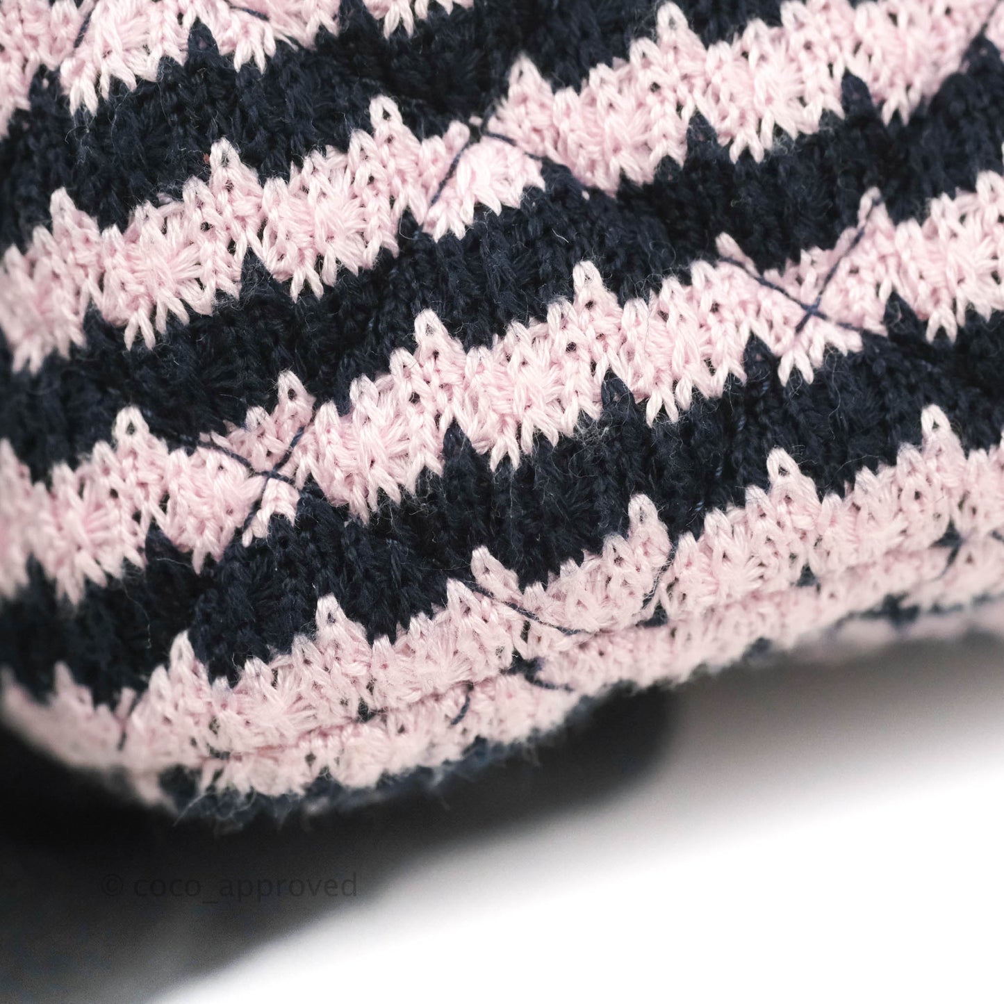 Chanel Mini Rectangular Flap Bag Navy Pink Striped Tweed Silver Hardware
