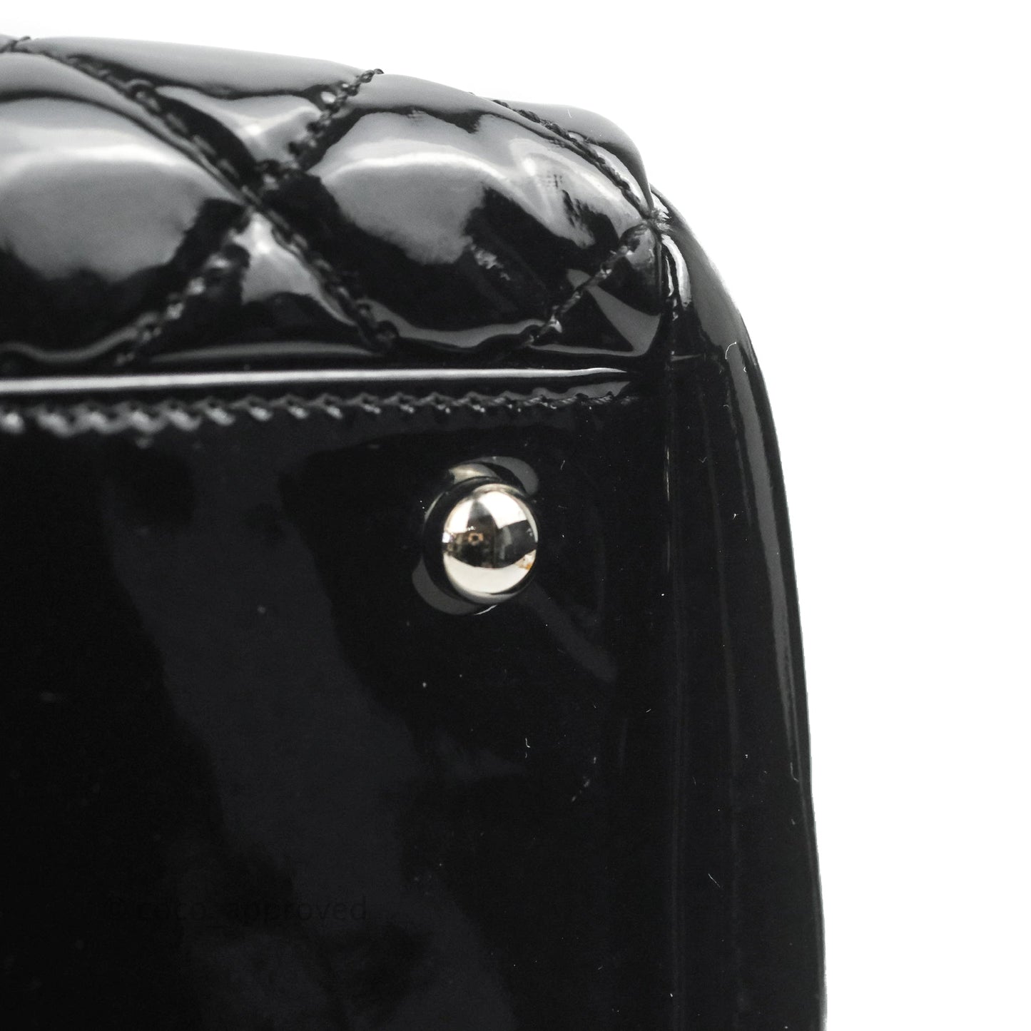 Chanel Quilted Large Just Mademoiselle Black Patent Silver Hardware