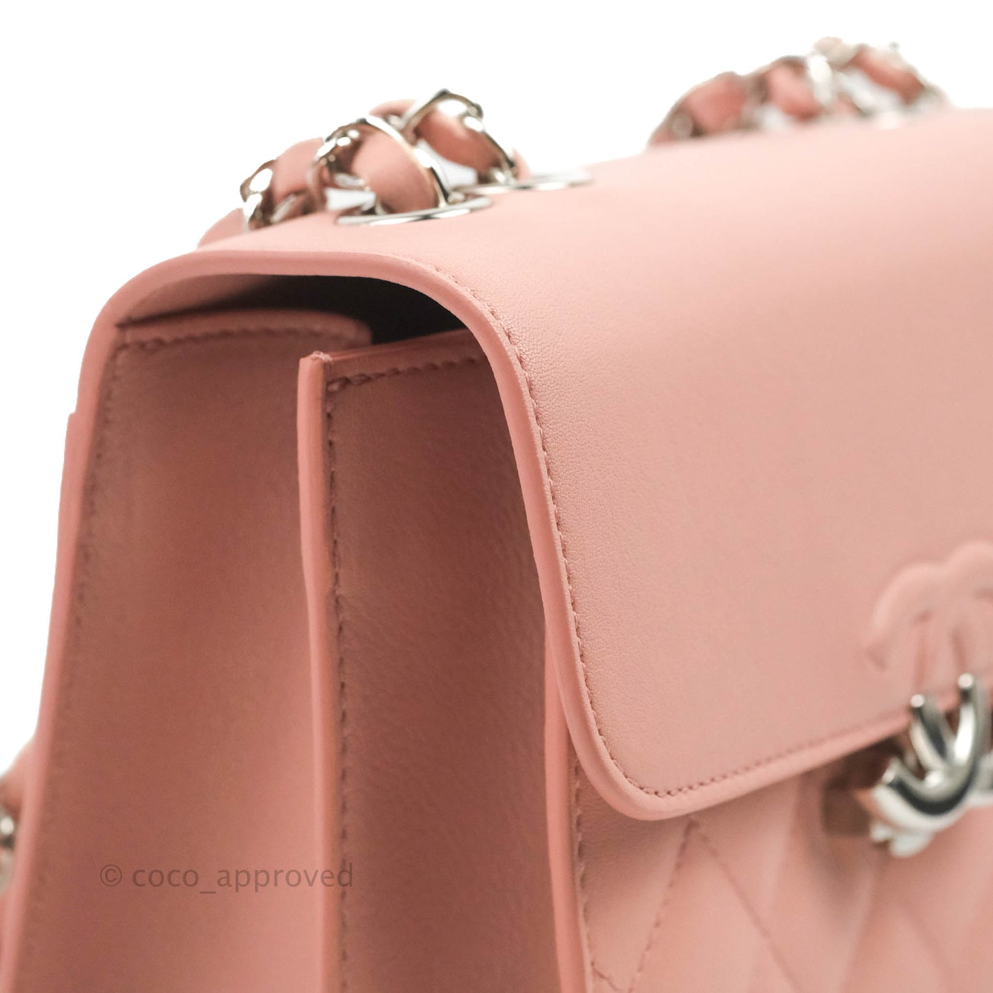 Chanel Small CC Box Flap Bag Pink Calfskin Silver Hardware