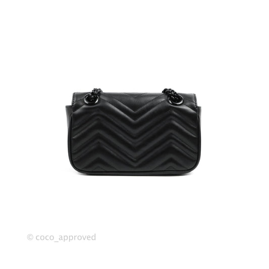 Gucci Chevron GG Marmont Matelassé Mini Bag So Black Black Hardware