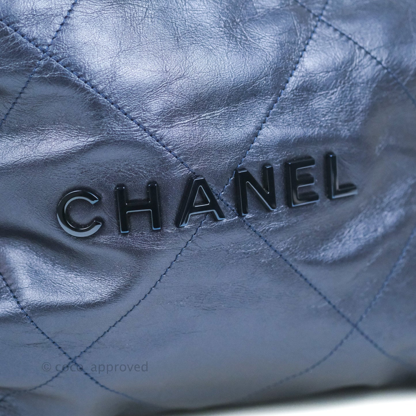 Chanel 22 Small Metallic Midnight Blue Aged Calfskin Midnight Blue/Silver Hardware