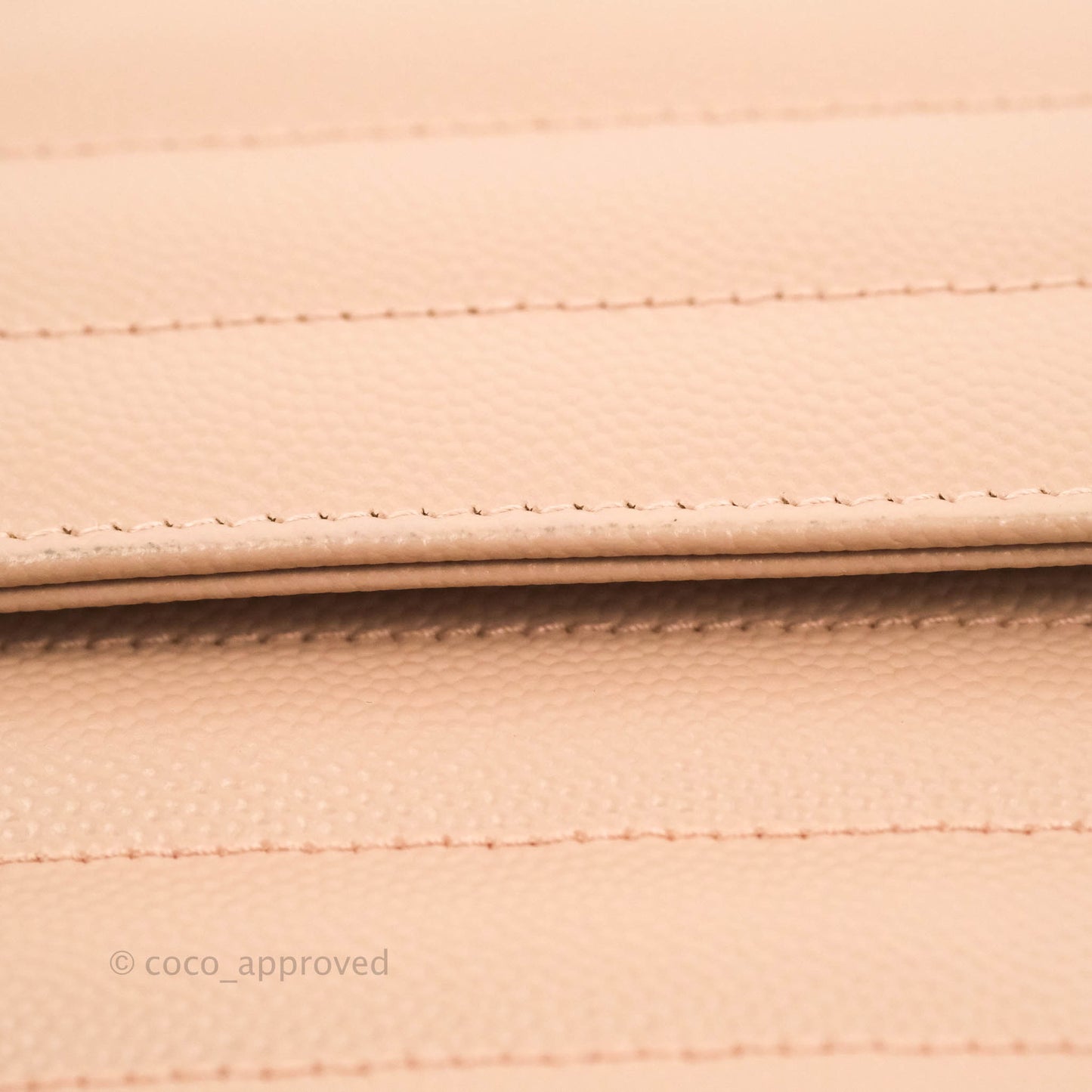 Saint Laurent Wallet on Chain Beige Pink Grained Leather Silver Hardware