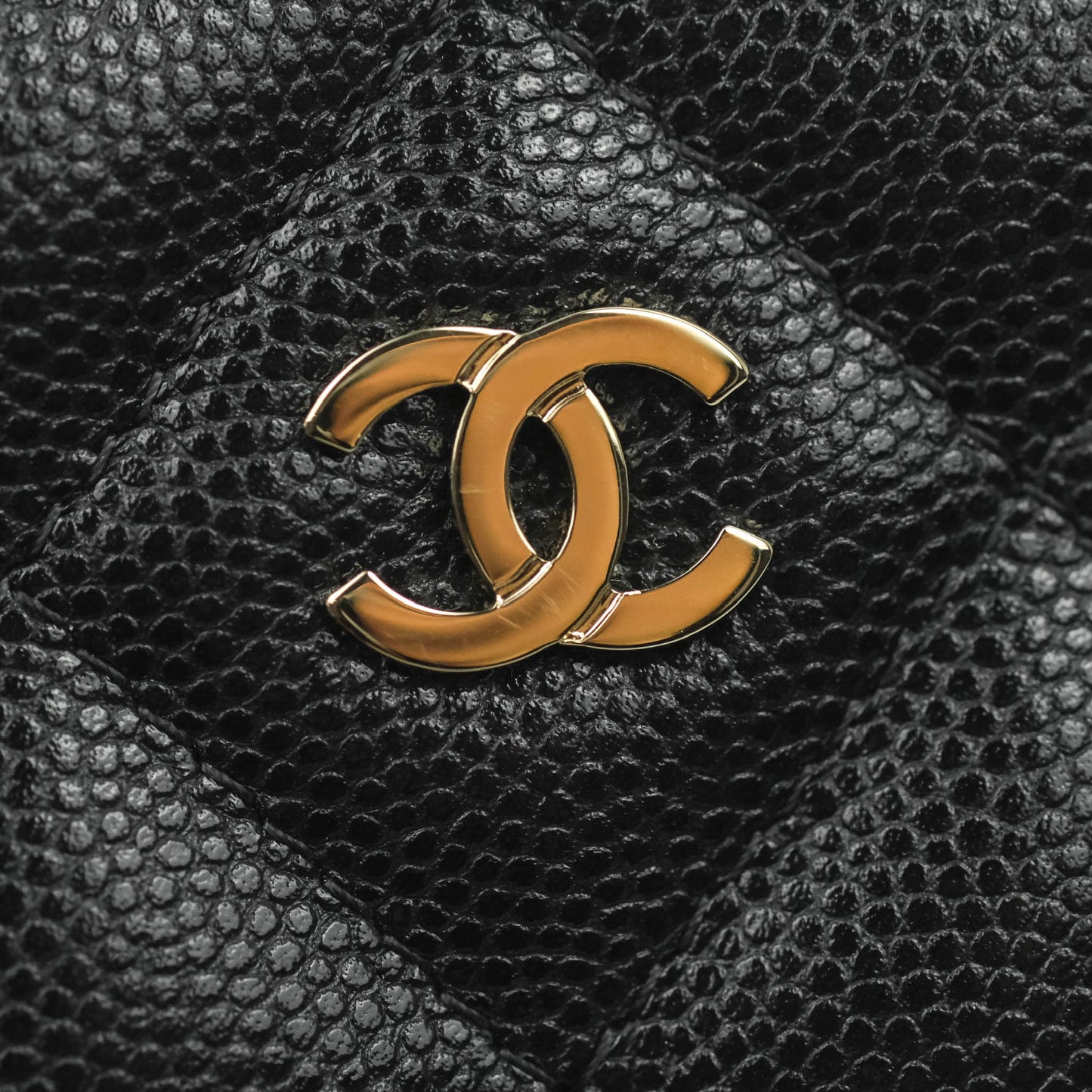 Chanel Quilted Phone Holder Black Caviar Gold Hardware