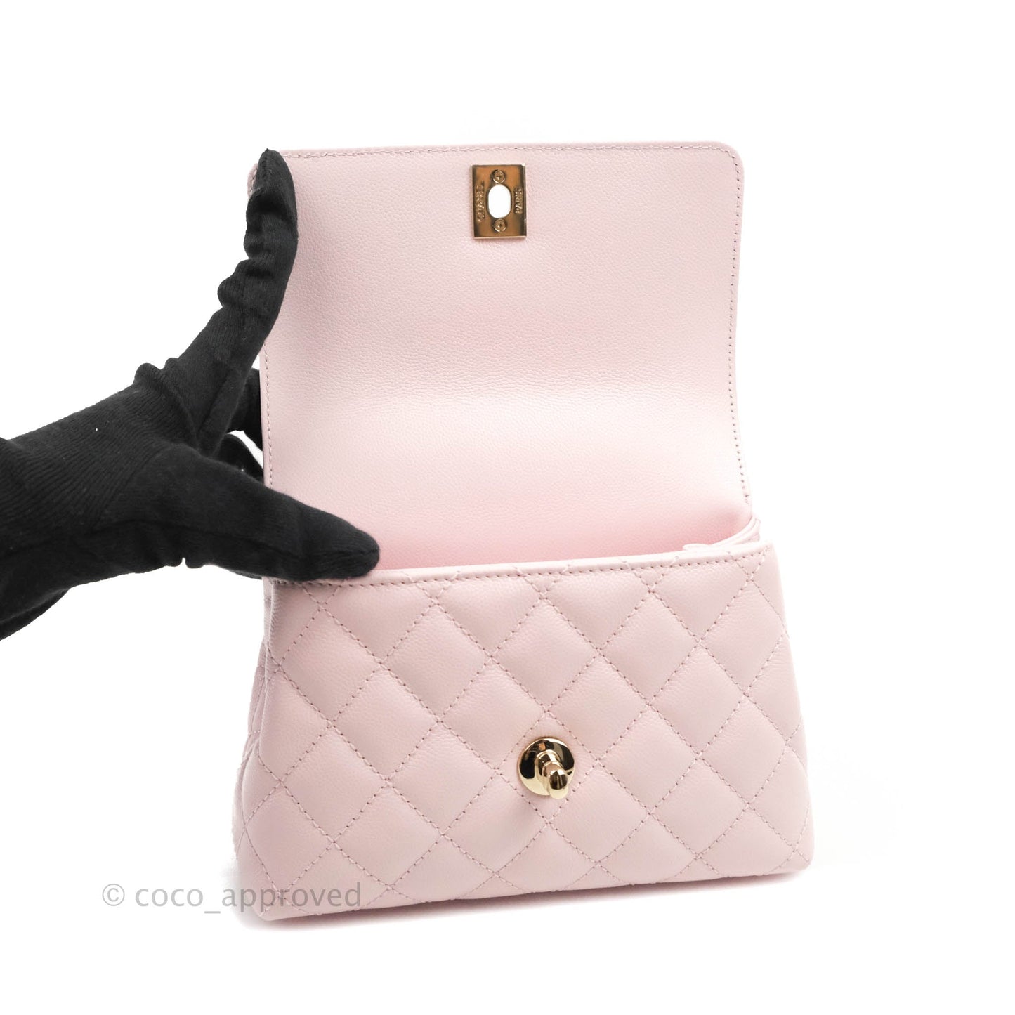 Chanel Mini Coco Handle Quilted Light Pink Caviar Gold Hardware