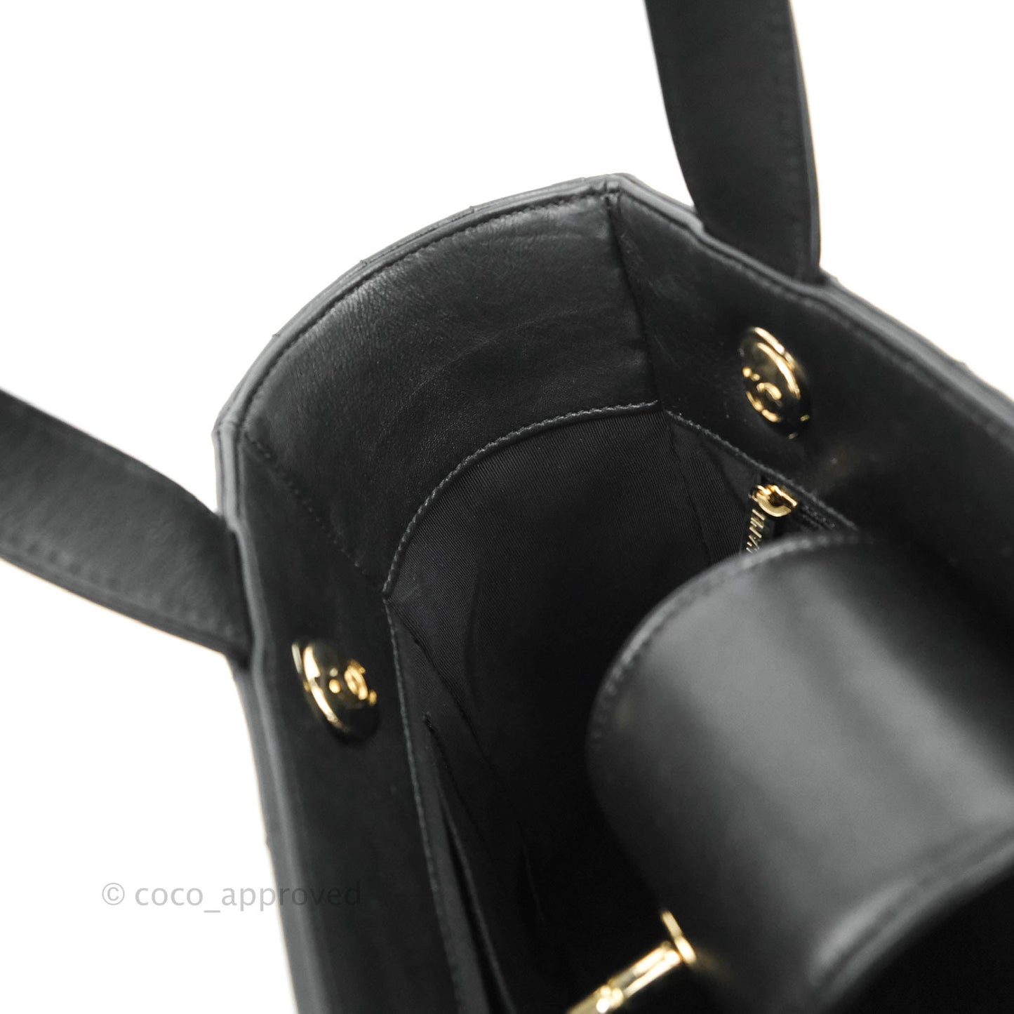 Chanel Small Chevron Tote Bag Black Calfskin Gold Hardware