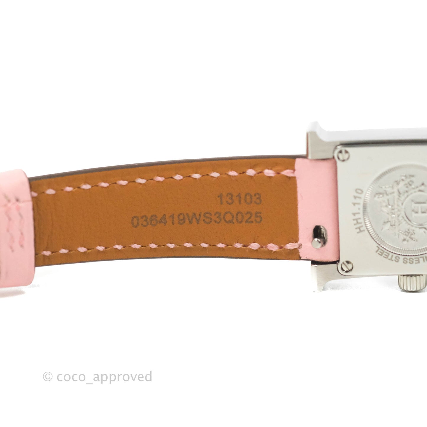 Hermes Heure H Watch Rose Sakura Swift Calfskin Silver Hardware