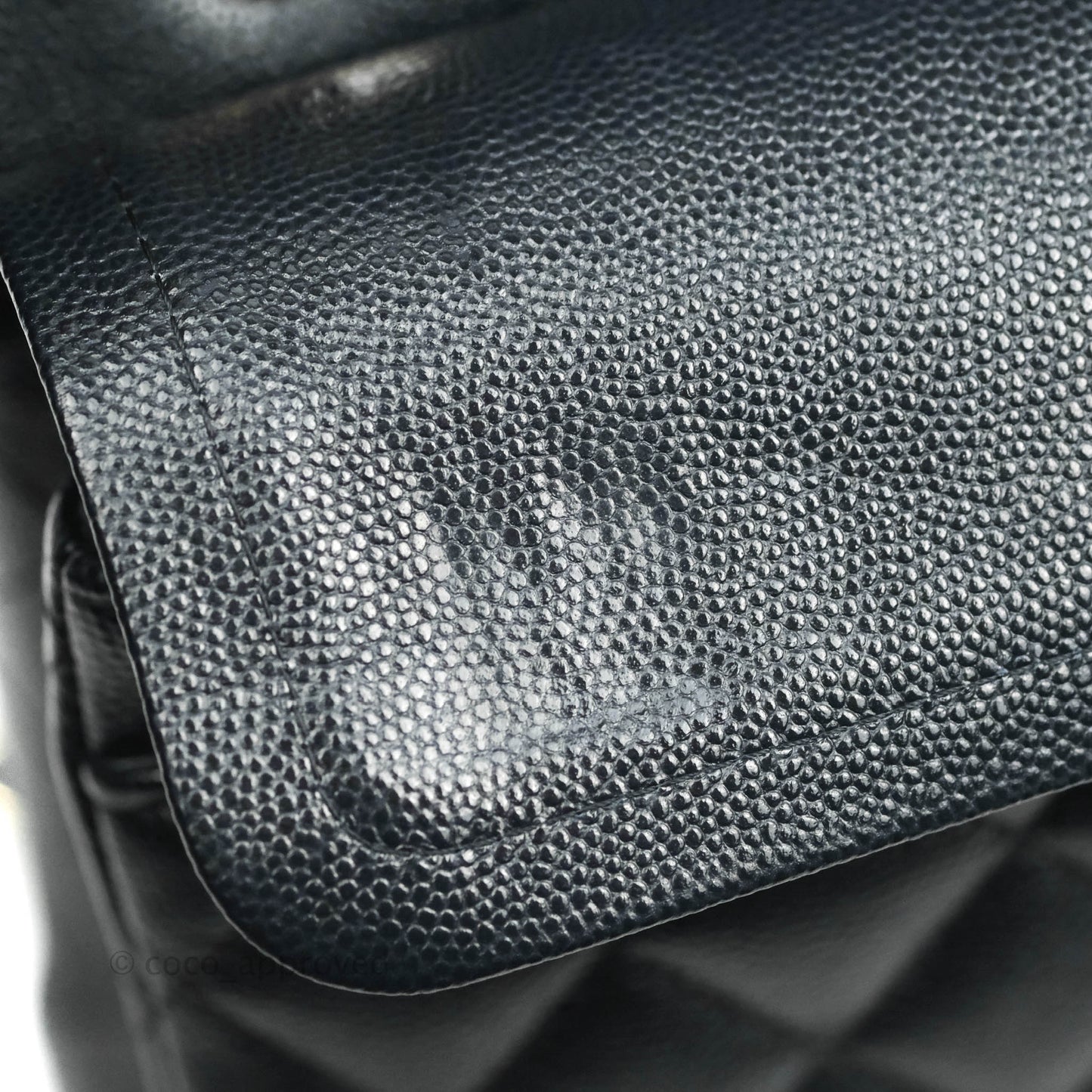 Chanel Small Classic Quilted Flap Very Dark Navy Caviar Gold Hardware