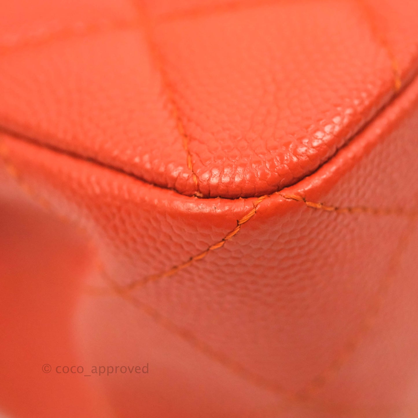 Chanel S/M Small Classic Quilted Flap Orange Caviar Gold Hardware 17B