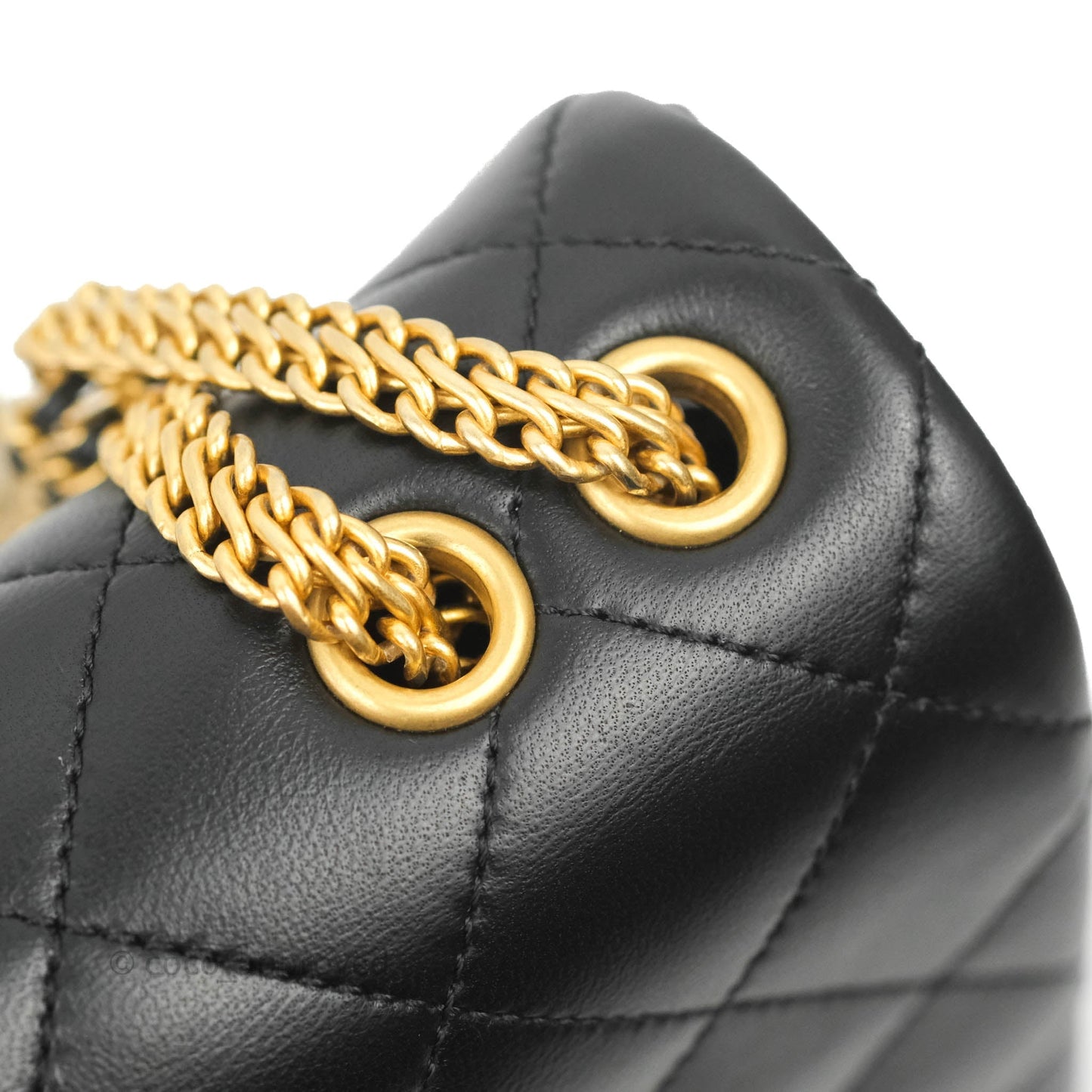 Chanel Large Flap Bag With Woven CC Logo Black Lambskin Gold Hardware 22C