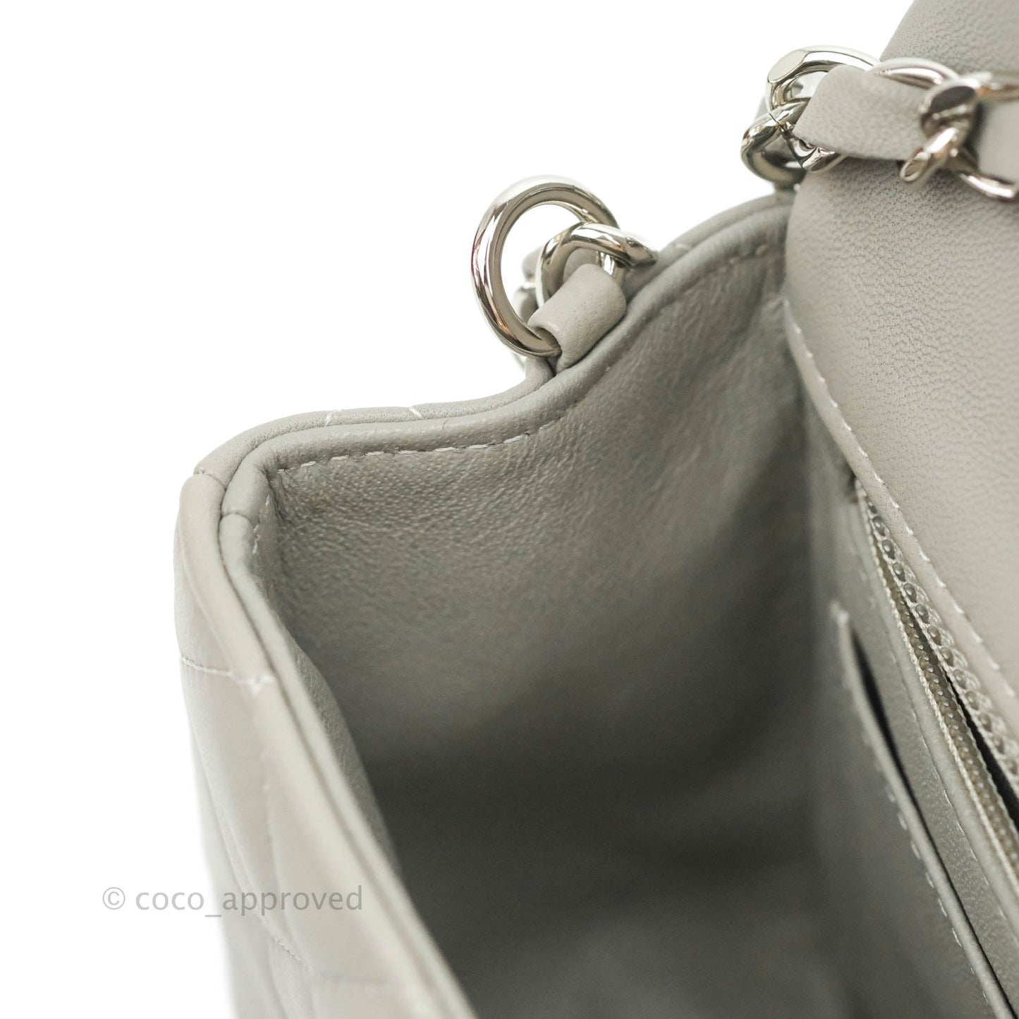 Chanel Quilted Mini Rectangular Grey Lambskin Silver Hardware 19B