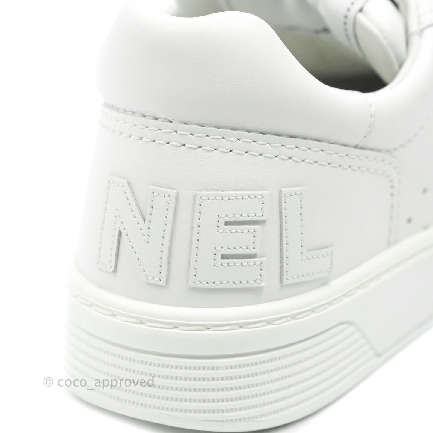 Chanel Calfskin Logo Sneakers White Size 37.5