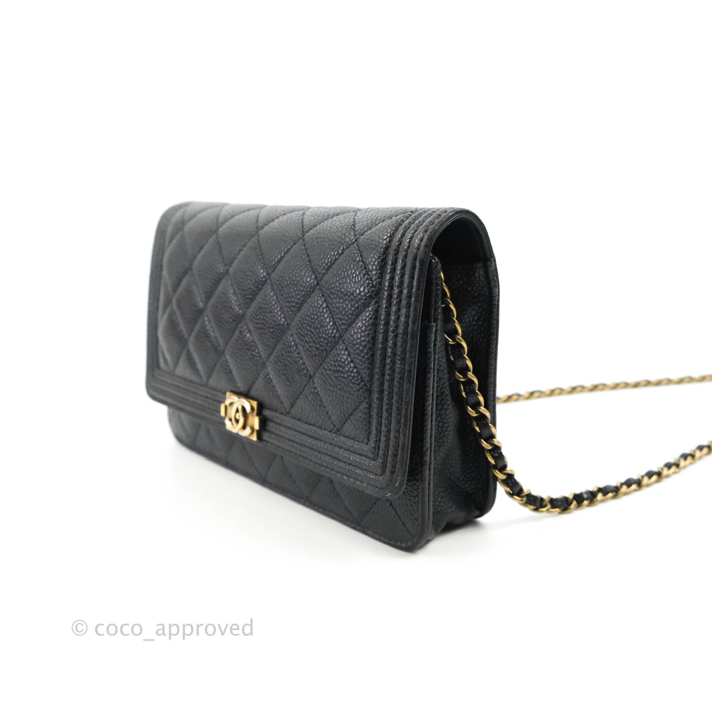 Chanel Boy Wallet on Chain WOC Ver Dark Navy Caviar Aged Gold Hardware
