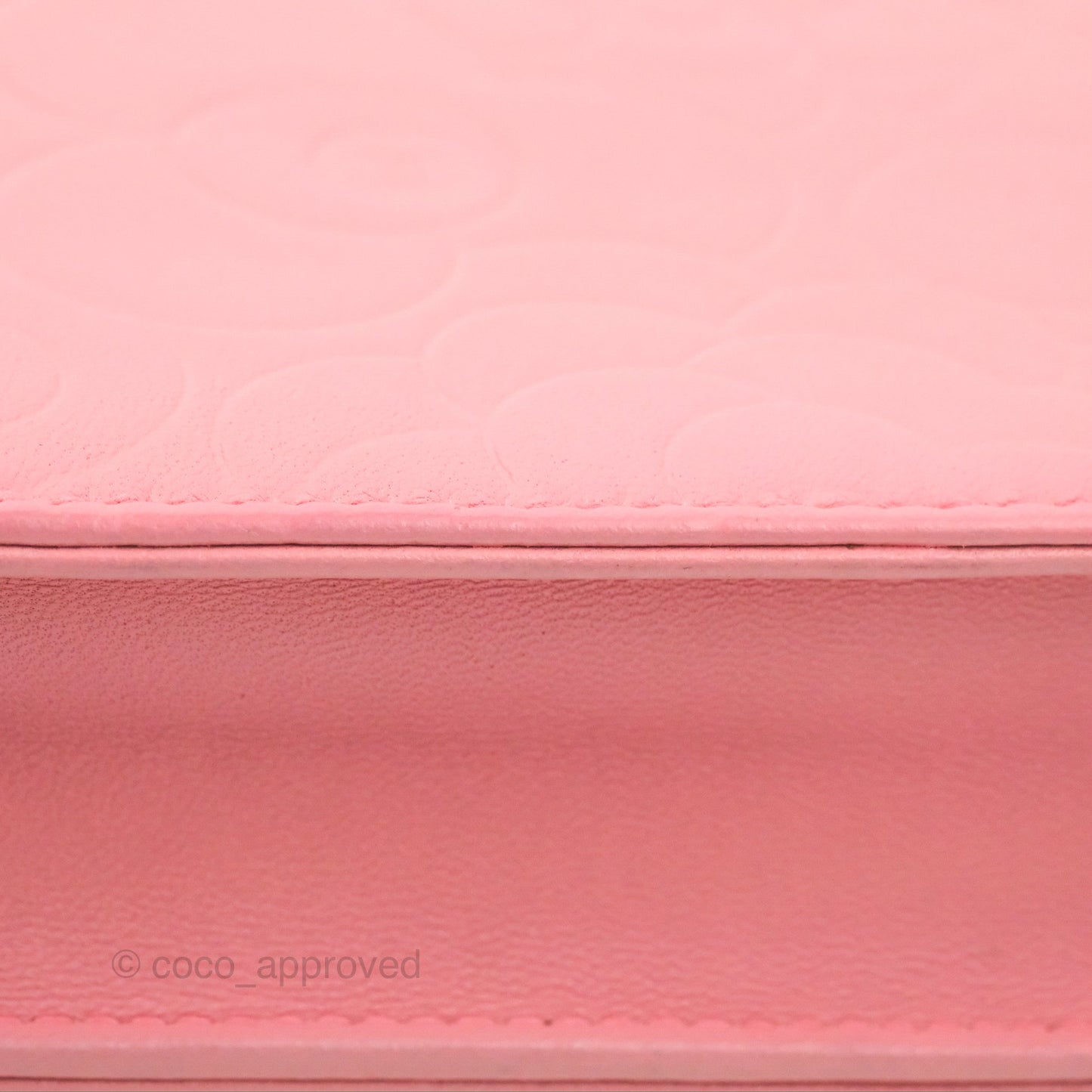Chanel Camellia Embossed Wallet On Chain WOC Pink Lambskin Silver Hardware