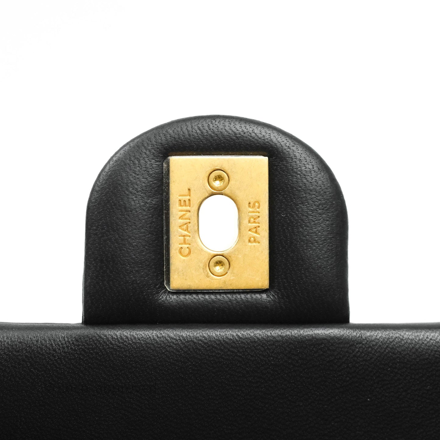 Chanel Circular Handle Flap Bag Black Lambskin Aged Gold Hardware