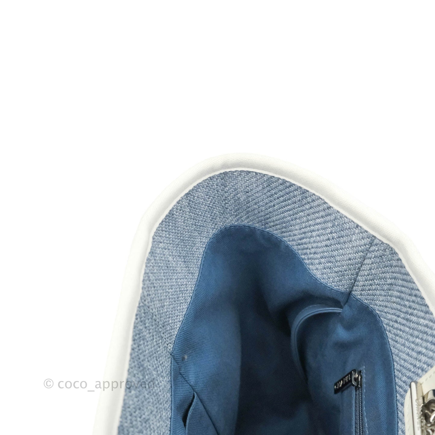 Chanel Large Deauville Light Blue Canvas Silver Hardware