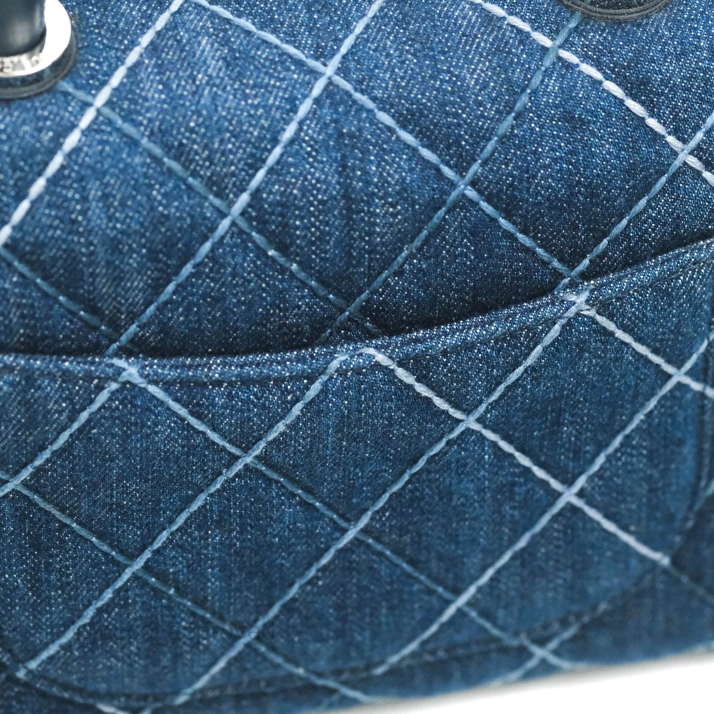 Chanel Small Quilted Coco Handle Denim Navy Lambskin Silver Hardware