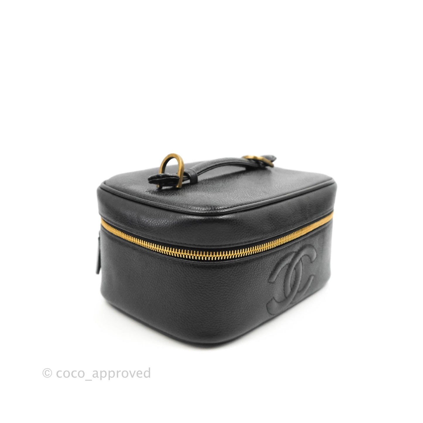 Chanel Vintage Vanity Case Black Caviar Gold Hardware