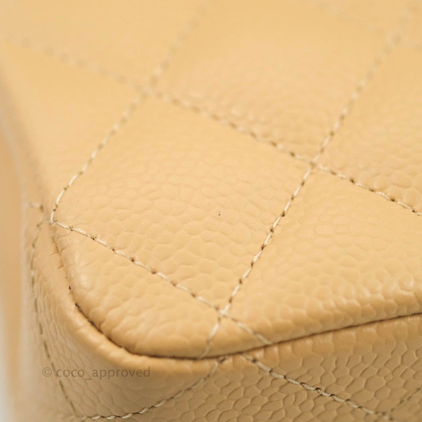 Chanel Classic M/L Medium Flap Quilted Beige Caviar Gold Hardware
