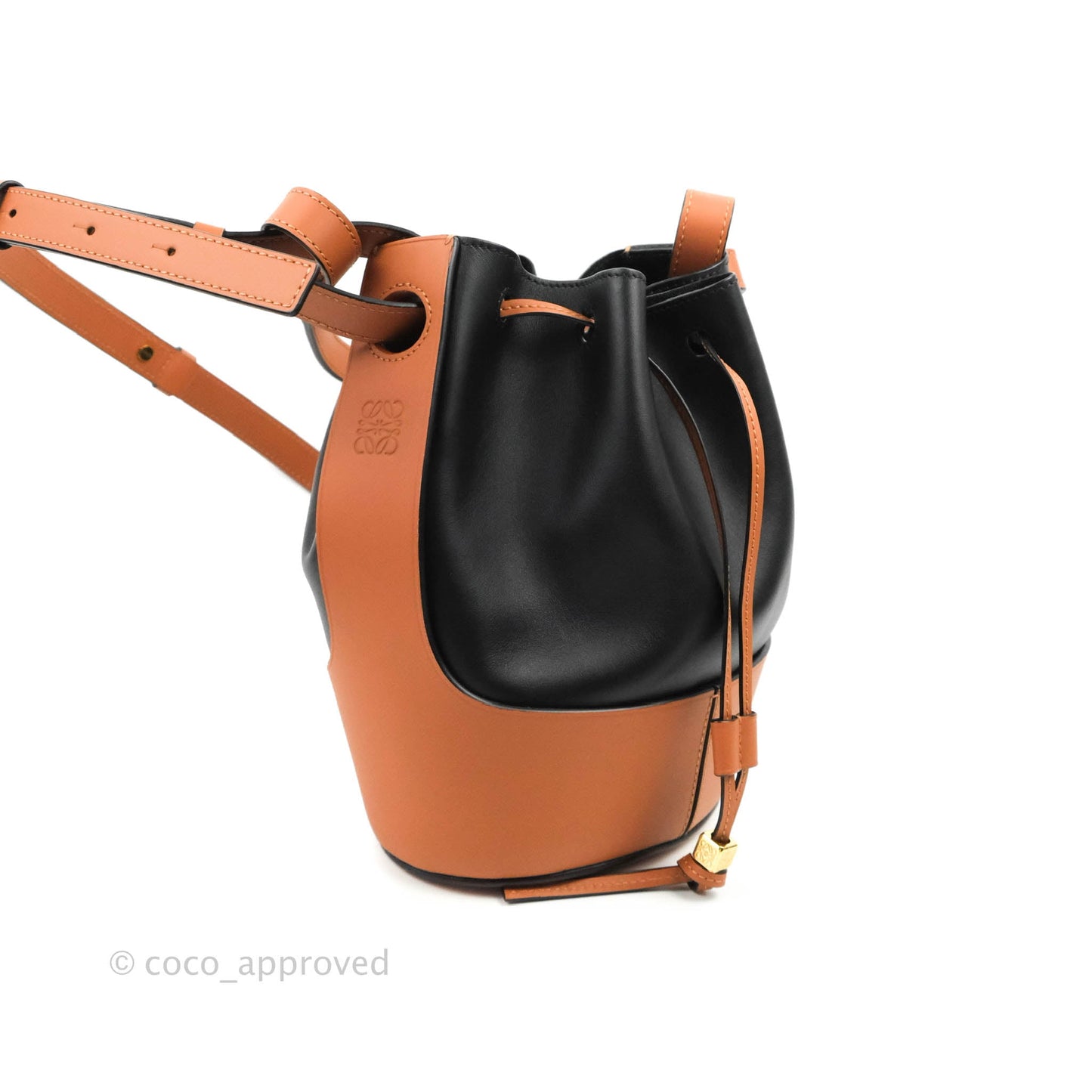 Loewe Small Balloon Bucket Bag Black Tan Calfskin