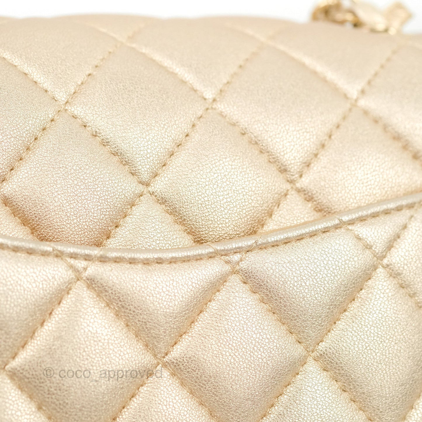 Chanel Quilted Mini Square Iridescent Gold Lambskin Gold Hardware 21P