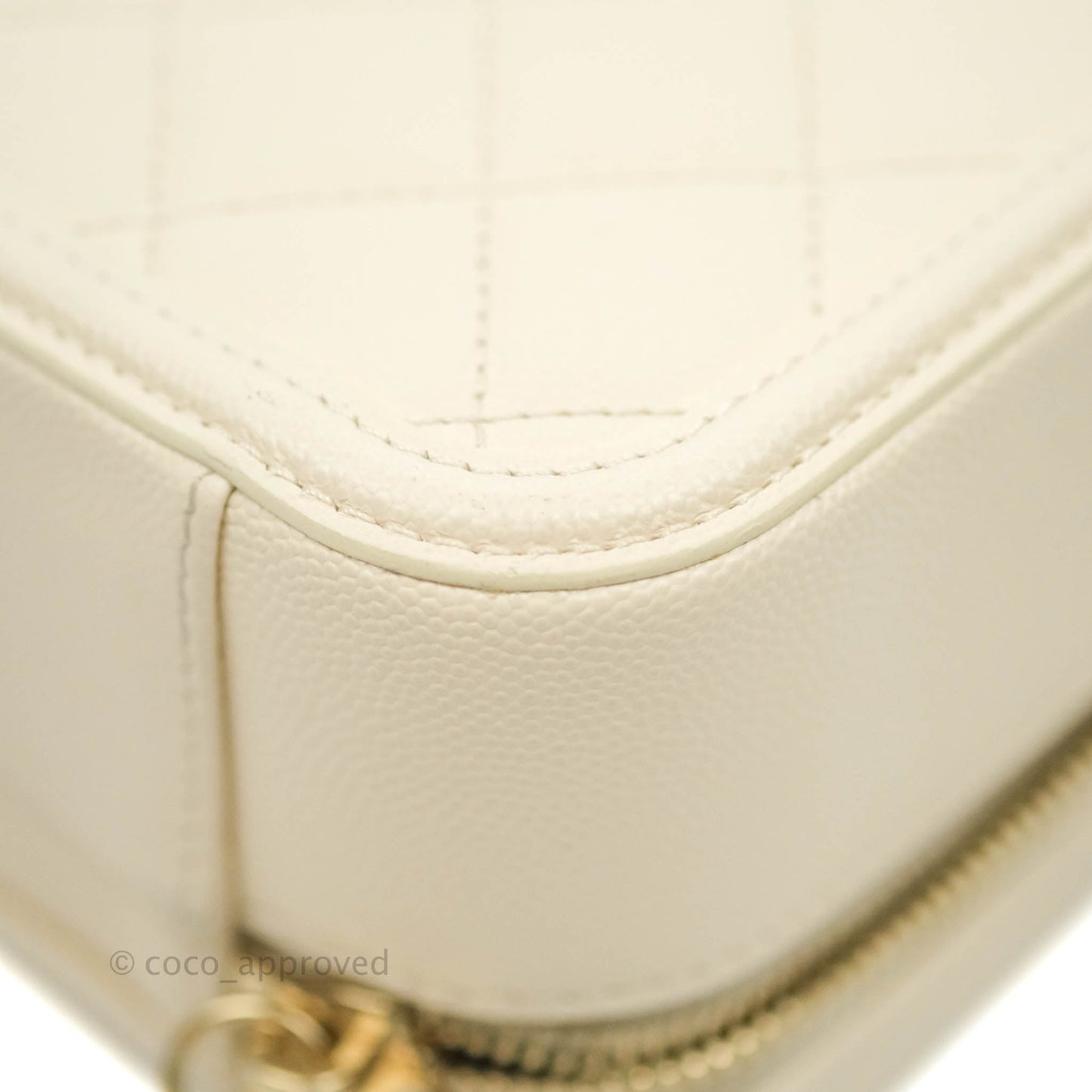 Chanel Quilted Medium CC Filigree Vanity Case Ivory Caviar Gold Hardware
